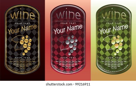 Wine label - gold & silver, red wine, rose wine, white wine