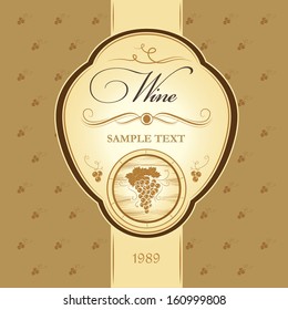 Wine label with grapes.  Wine menu
