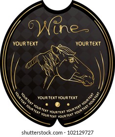 wine label with horse head