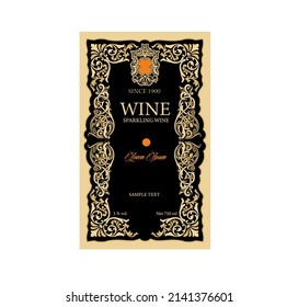 WINE LABEL ITALIAN DRINKS, DECORATIVE STICKER FOR SPARKLING WINE VINTAGE