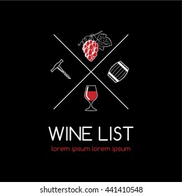 Wine label in modern line style. Wine logo for organic wine, wine list, menu bar or restaurant