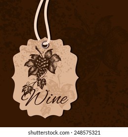 Wine label on a brown textured background