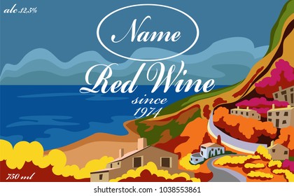 the wine label of red wine