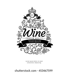 wine label. retro pattern vector illustration.