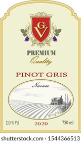Wine label retro style. Alcohol drink banner symbol premium