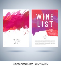 wine label rose list watercolor abstract menu art pink bottle background vector original wine list cover pattern with letterhead on abstract watercolour background handy for any project where a platte