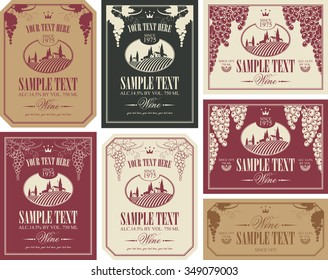 carta de vinos con un paisaje de viñedos de estilo retro