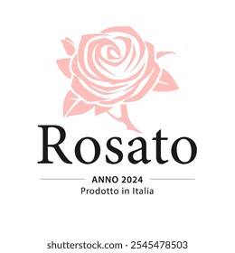 Wine label template with rose flower