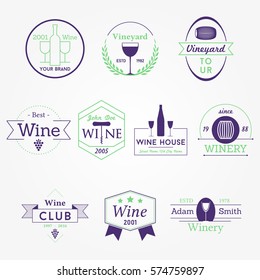 Wine Label Vineyard Badge Logo Vectors Set