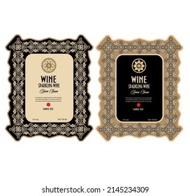 Wine Label vintage frame border hand drawn antique engraving vector illustration typography poster 