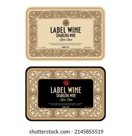 Wine Label Vintage frame border retro label hand drawn antique engraving vector illustration typography poster 