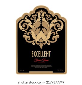 Wine Label Vintage frame border retro label hand drawn antique engraving vector illustration typography poster