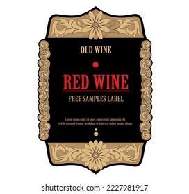 Wine Label Vintage frame border retro label hand drawn antique engraving vector illustration typography poster 