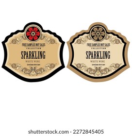 Wine Label Vintage frame border retro label hand drawn antique engraving vector illustration typography poster 