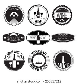 Wine labels collection and logo templates. Set of vintage badges and icons.
