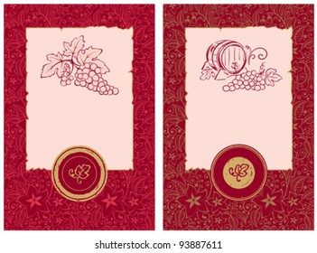 Wine labels with floral pattern