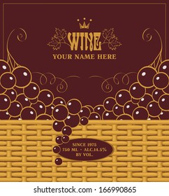 wine labels with grapes in a basket