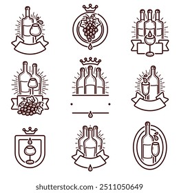 Wine labels and icon set. Collection icon Wine. Vector