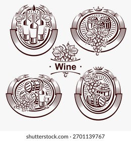 Wine labels and icon set. Collection icon Wine. Vector