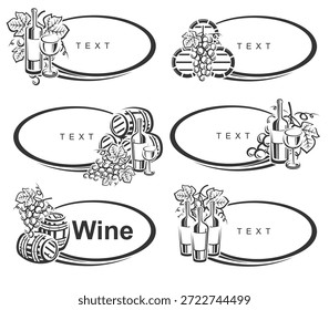 Wine labels and icon set. Collection icon Wine. Vector