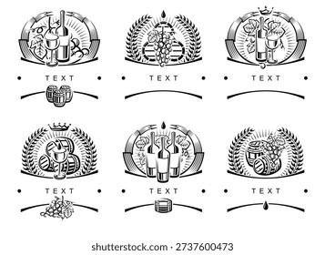 Wine labels and icon set. Collection icon Wine. Vector