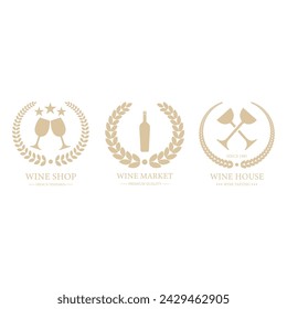Wine Labels Icon Set Vector Design.