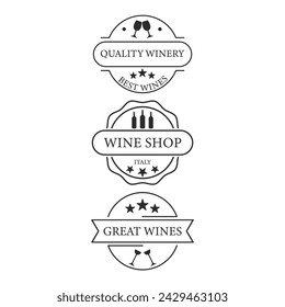 Wine Labels Icon Set Vector Design.