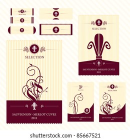 Wine labels with retro design