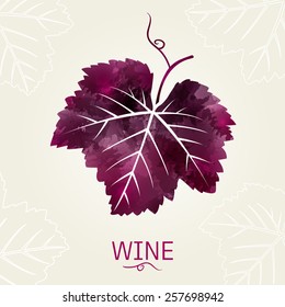 wine leaf. Illustration for label, card, menu, decoration, covers.