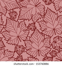 wine leaf light red seamless pattern