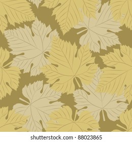 wine leaf ocher seamless pattern