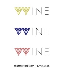 Wine. Letter  W stylized bunch of grapes. Logo for the wine business. Vector stock.
