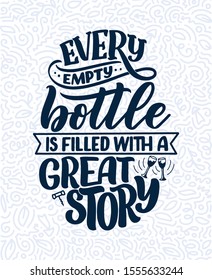 Wine lettering composition in modern style. Alcohol beverage bar drink concept. Vintage typography for print or poster. Vector illustration.