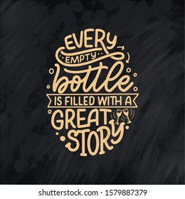 Wine lettering composition in modern style. Alcohol beverage bar drink concept. Vintage typography for print or poster. Vector illustration.