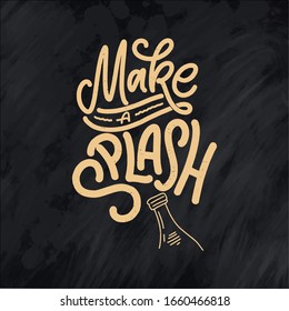 Wine lettering composition in modern style. Alcohol beverage bar drink concept. Vintage typography for print or poster. Vector illustration.
