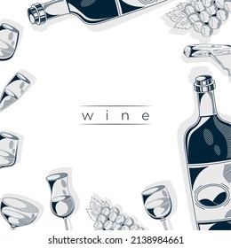 letras de vino en iconos de marco