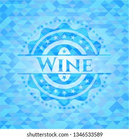 Wine light blue emblem with triangle mosaic background