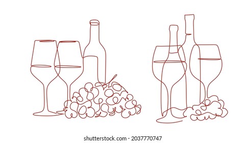 Vector de arte de línea de vinos Mínimo