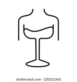 Wine Line Icon. Bartender Logo Vector. Elegant Wine Glass Logo