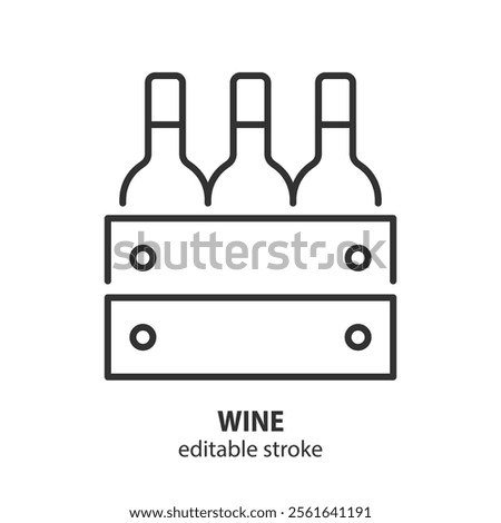 Wine line icon. Wine bottles in box symbol. Editable stroke. Vector illustration.