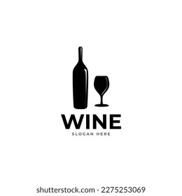 Icono de línea de vino. Vector del logotipo del contorno de uva vitícola. diseño de emblemas