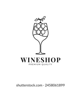 Wine line icon. Wine Grape outline logo vector. emblem design