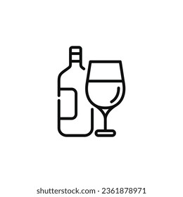 Wine line icon isolated on white background