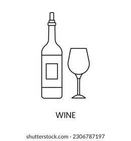 Weinlinie Symbol in Vektorgrafik, Flasche und Glasgrafik.