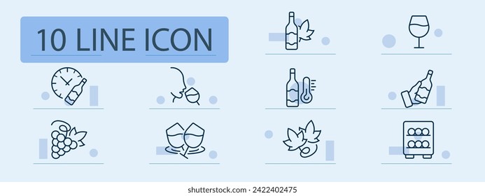 Wine line icon. Vineyard, grape cultivation, wine production, viticulture, wine fermentation. Pastel color background. Vector line icon for business and advertising