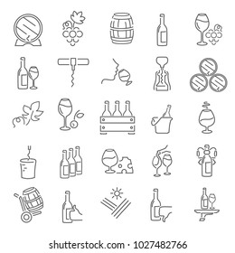 Wine line icons set for web and mobile design