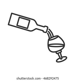 wine linear icon. bottle and glass. Thin line design