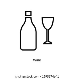 Wine linear icon vector on white background. Black icon illustration