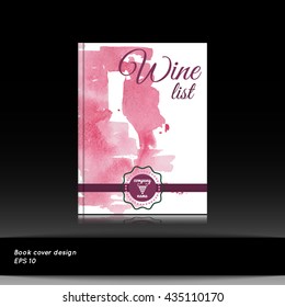 Wine list. Book or menu cover template design. Stock vector.