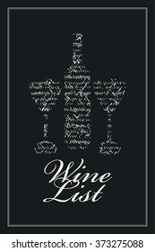 wine list with bottle of wine and wine glass